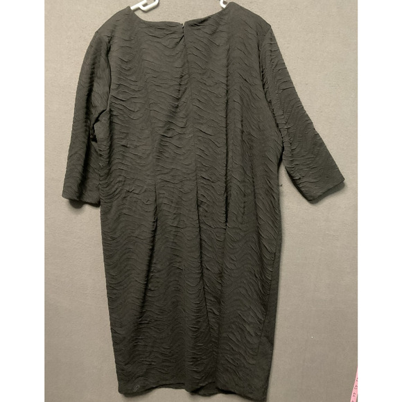 Cato Dress Womens 26W Black Textured Knee Length 3/4 Sleeve Pullover Plus Size - Picture 7 of 10